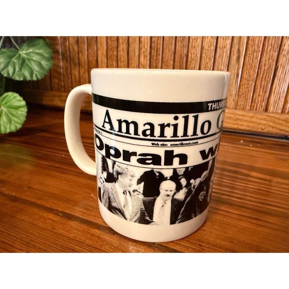 Amarillo Globe News Coffee Mug Oprah Wins Trial Feb 26 1998 Newspaper Mug